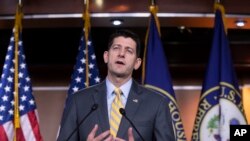 Chủ tịch Hạ viện Paul Ryan gặp các phóng viên trước phiên thảo luận về di dân ngày 21/6/2018.